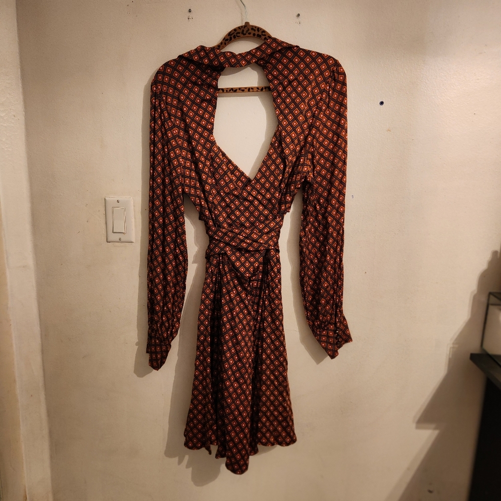 Free People It Takes Two Sleeve Open Back Long Sleeve Short Dress Size  X Large - Picture 8 of 10